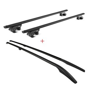 Volkswagen Touareg Roof Rack - Omac - Roof Rails + Cross Bars SET - Black - '04-'10